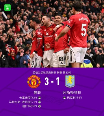 开云在线-剑南春丨曼联3-1维拉，B费两助攻，卡塞米罗、谢什科破门